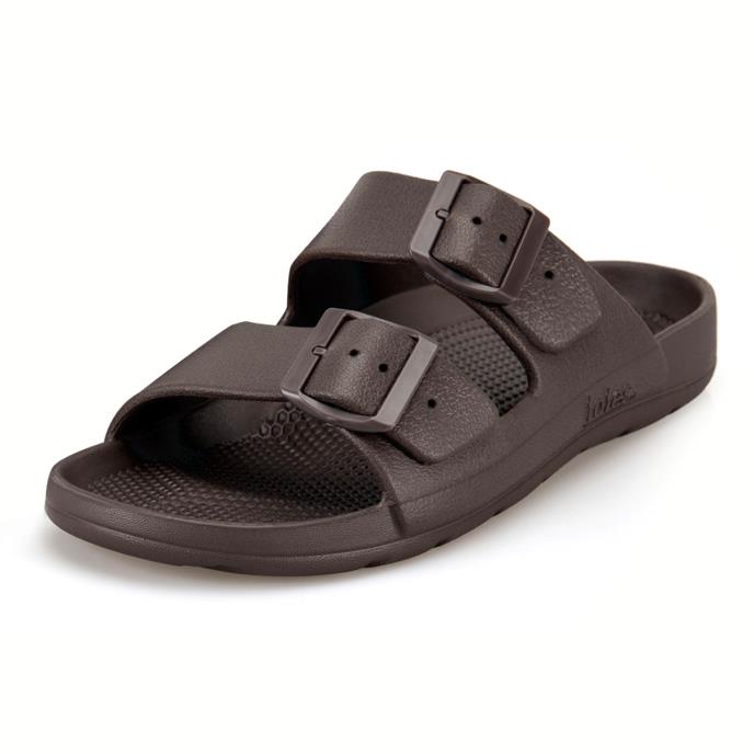 totes® SOLBOUNCE Mens Adjustable Double Buckle Slider  Brown Extra Image 2